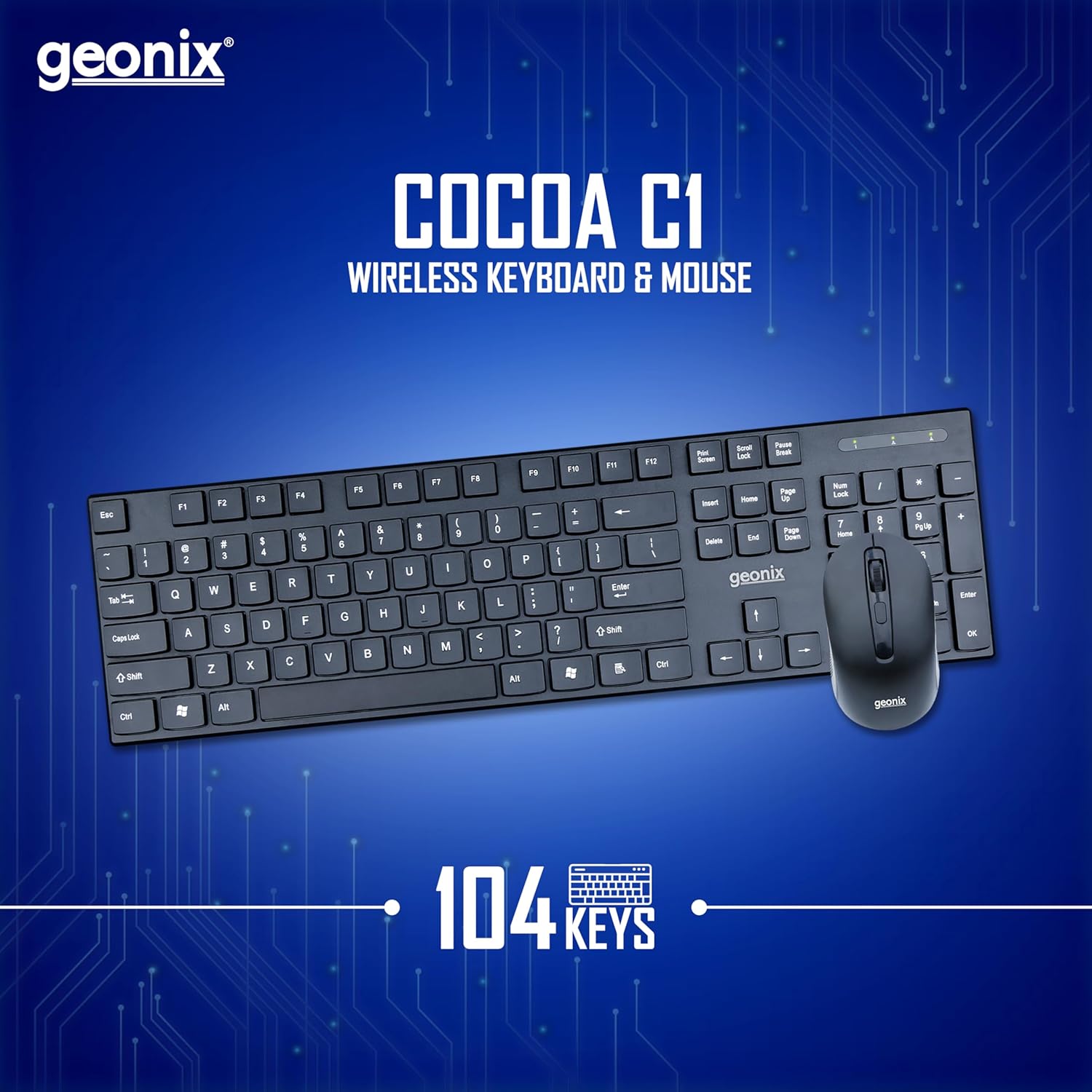 Geonix Cocoa C1 Wireless Keyboard and Mouse Combo