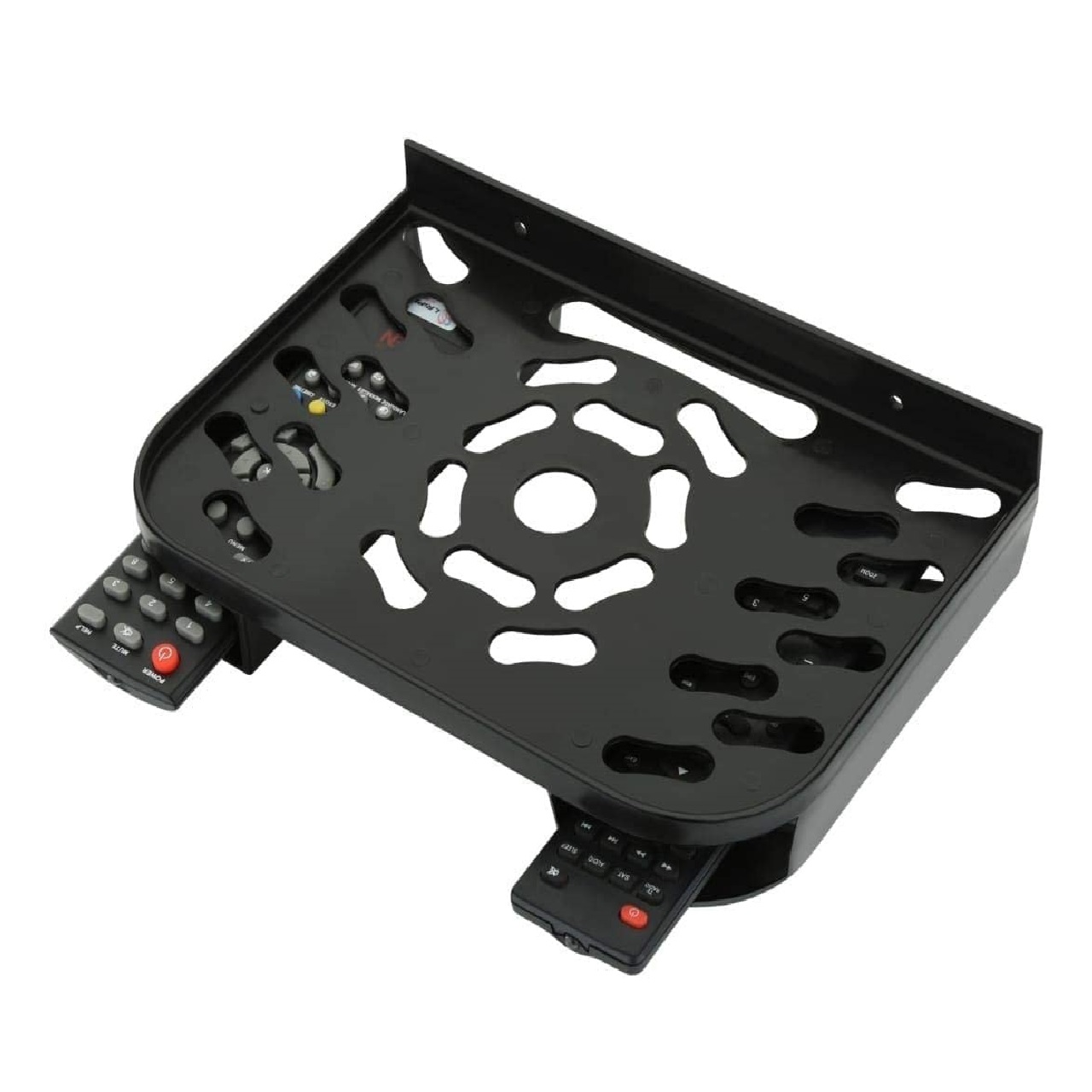 Wall Mount Set-Top Box Stand/DTH Stand/WiFi Router Stand with Dual Remote Holder – Heavy Duty Plastic Black